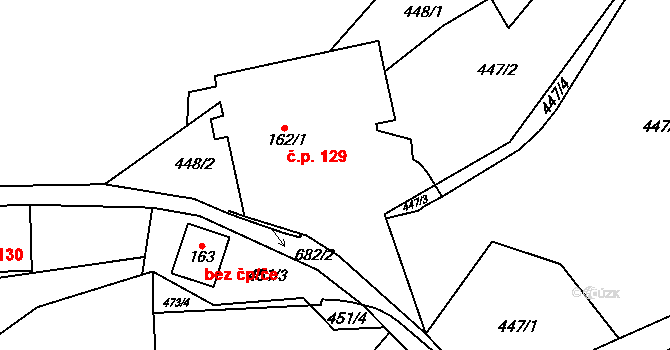 Teplice nad Metují 129 na parcele st. 162/1 v KÚ Teplice nad Metují, Katastrální mapa
