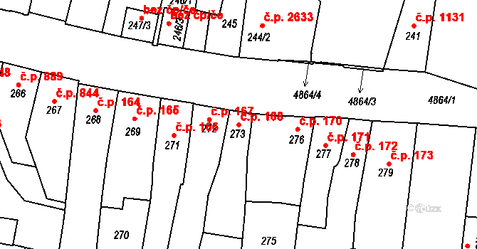 Louny 168 na parcele st. 273 v KÚ Louny, Katastrální mapa
