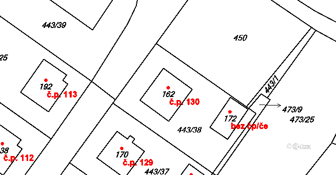 Hněvkovice 130 na parcele st. 162 v KÚ Hněvkovice u Ledče nad Sázavou, Katastrální mapa
