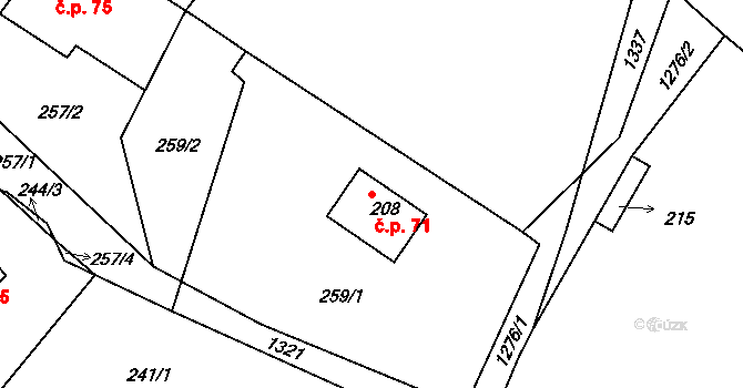 Lípa nad Orlicí 71 na parcele st. 208 v KÚ Lípa nad Orlicí, Katastrální mapa