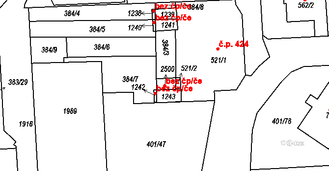 Přibyslav 104104708 na parcele st. 521/2 v KÚ Přibyslav, Katastrální mapa