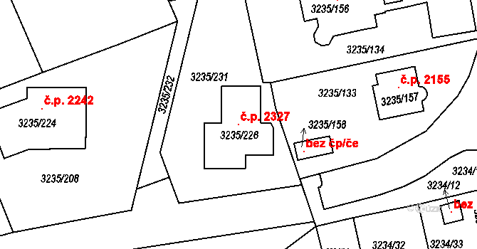 Tachov 2327 na parcele st. 3235/226 v KÚ Tachov, Katastrální mapa
