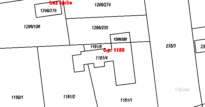 Vejprnice 1188 na parcele st. 1181/4 v KÚ Vejprnice, Katastrální mapa