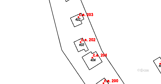 Chvalatice 202 na parcele st. 403 v KÚ Chvalatice, Katastrální mapa