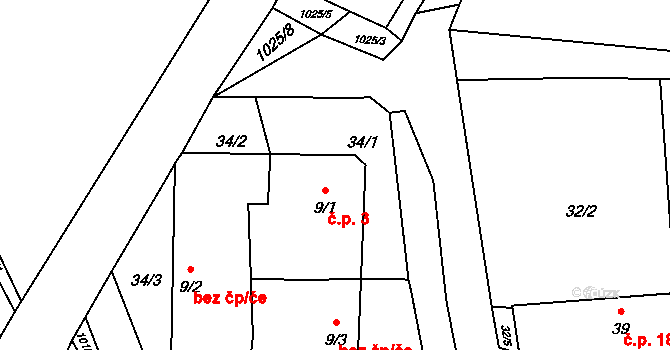 Popovice 3, Dolní Bukovsko na parcele st. 9/1 v KÚ Popovice u Dolního Bukovska, Katastrální mapa