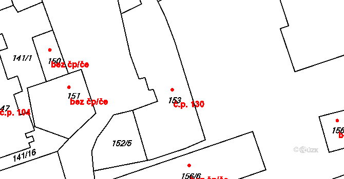 Antonínův Důl 130, Jihlava na parcele st. 153 v KÚ Antonínův Důl, Katastrální mapa