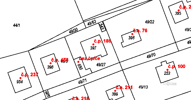 Louňovice 186 na parcele st. 397 v KÚ Louňovice, Katastrální mapa