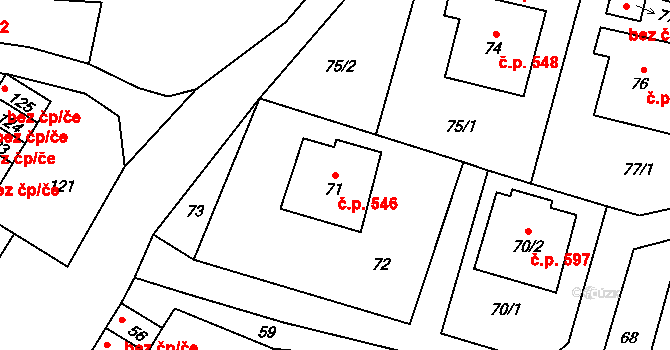Moravský Beroun 546 na parcele st. 71 v KÚ Moravský Beroun, Katastrální mapa