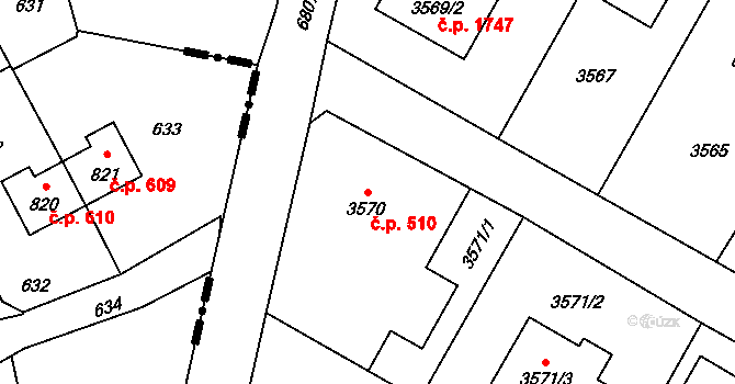 Rychvald 510 na parcele st. 3570 v KÚ Rychvald, Katastrální mapa