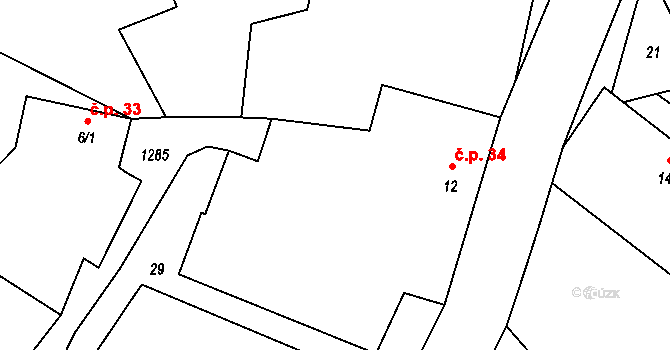 Daměnice 34, Načeradec na parcele st. 12 v KÚ Daměnice, Katastrální mapa