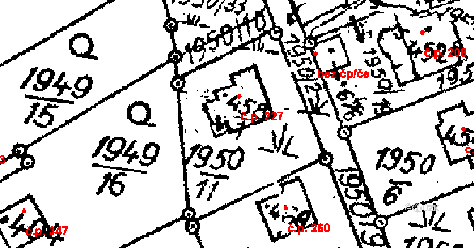 Horní Branná 227 na parcele st. 458/1 v KÚ Horní Branná, Katastrální mapa
