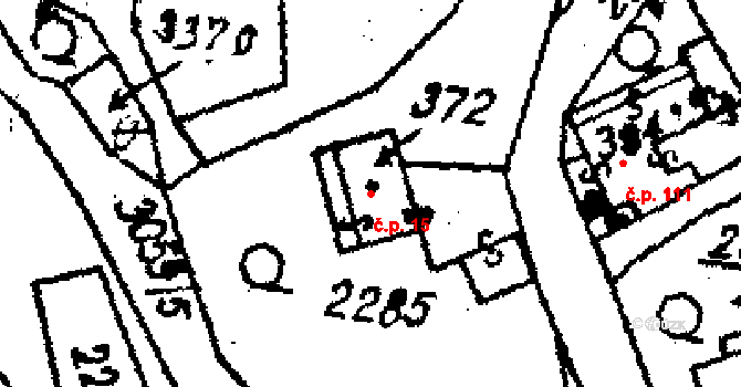 Mikulovice 15 na parcele st. 372 v KÚ Mikulovice u Jeseníka, Katastrální mapa