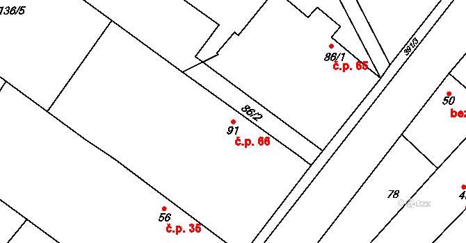 Psinice 66, Libáň na parcele st. 91 v KÚ Psinice, Katastrální mapa