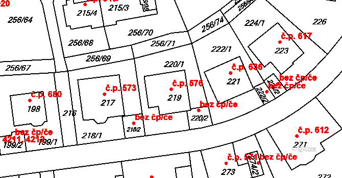 Klíše 576, Ústí nad Labem na parcele st. 219 v KÚ Klíše, Katastrální mapa