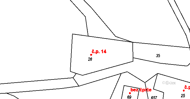 Lovětín 14, Batelov na parcele st. 26 v KÚ Lovětín u Třešti, Katastrální mapa