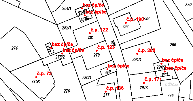 Děčín XXXII-Boletice nad Labem 123, Děčín na parcele st. 279 v KÚ Boletice nad Labem, Katastrální mapa