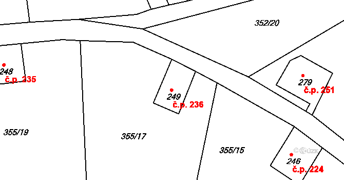 Dolní Poustevna 236 na parcele st. 249 v KÚ Dolní Poustevna, Katastrální mapa