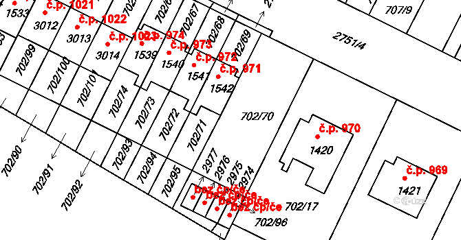 Bělá pod Bezdězem 974 na parcele st. 1539 v KÚ Bělá pod Bezdězem, Katastrální mapa