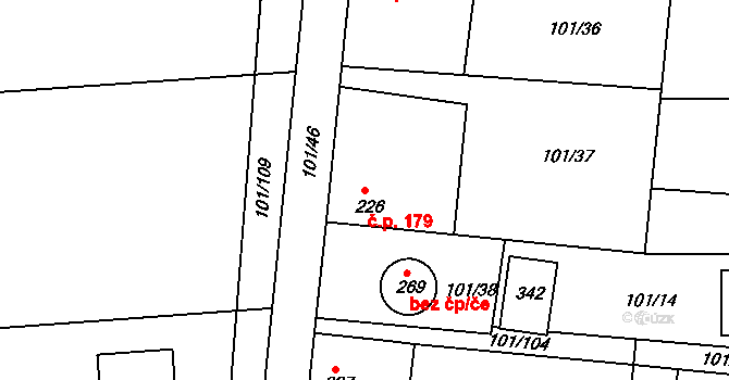 Ročov 179 na parcele st. 226 v KÚ Horní Ročov, Katastrální mapa