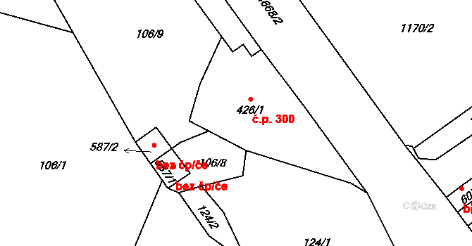 Bochov 300 na parcele st. 426/1 v KÚ Bochov, Katastrální mapa