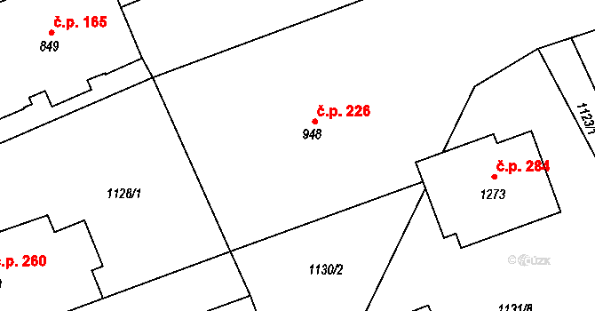 Hošťálková 226 na parcele st. 948 v KÚ Hošťálková, Katastrální mapa