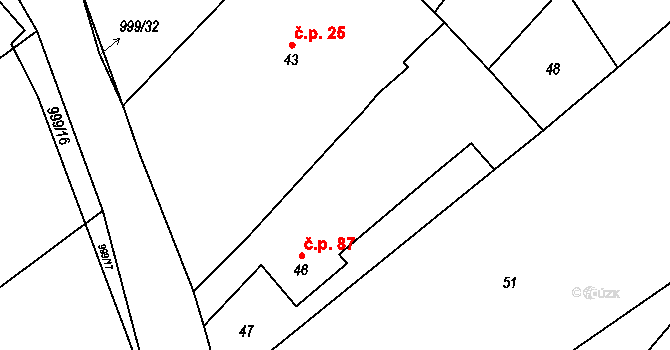 Klikov 87, Suchdol nad Lužnicí na parcele st. 46 v KÚ Klikov, Katastrální mapa