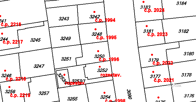 Žižkov 1996, Praha na parcele st. 3250 v KÚ Žižkov, Katastrální mapa