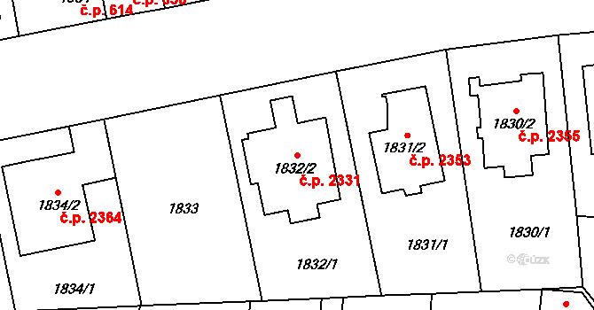 Břevnov 2331, Praha na parcele st. 1832/2 v KÚ Břevnov, Katastrální mapa