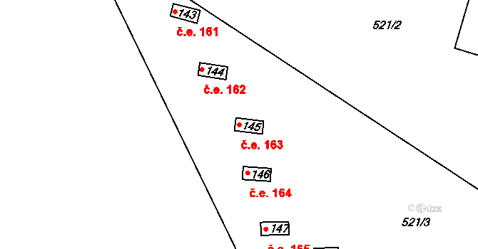 Nalžovické Podhájí 163, Nalžovice na parcele st. 145 v KÚ Nalžovické Podhájí, Katastrální mapa