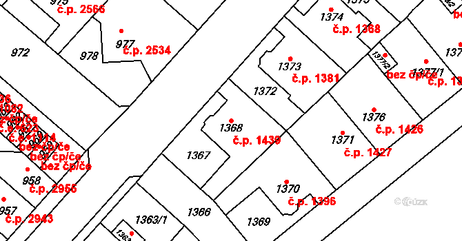 Chomutov 1439 na parcele st. 1368 v KÚ Chomutov I, Katastrální mapa