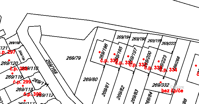 Pražské Předměstí 330, Bílina na parcele st. 269/196 v KÚ Bílina, Katastrální mapa