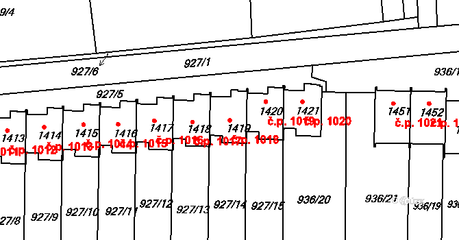 Nový Hradec Králové 1018, Hradec Králové na parcele st. 1419 v KÚ Nový Hradec Králové, Katastrální mapa