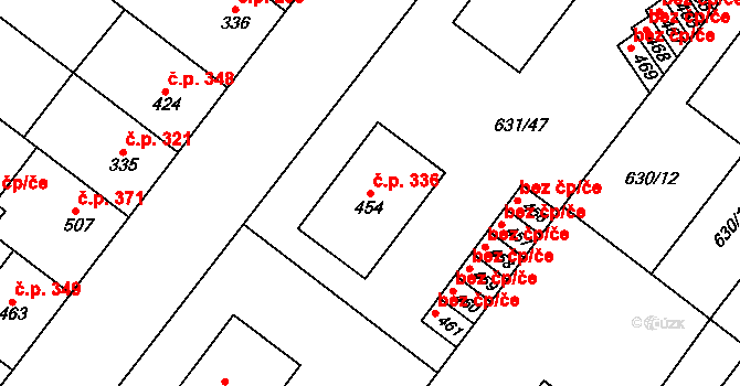 Držovice 336 na parcele st. 454 v KÚ Držovice na Moravě, Katastrální mapa