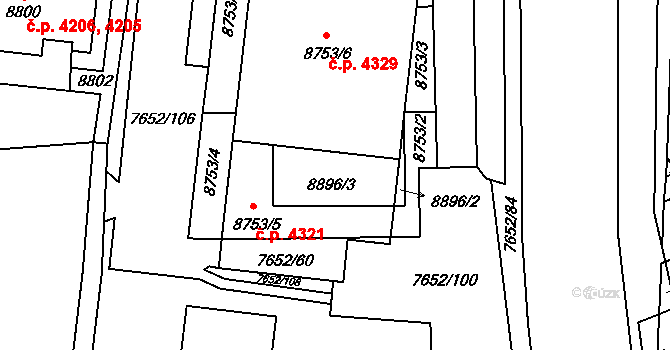 Židenice 4321, Brno na parcele st. 7652/60 v KÚ Židenice, Katastrální mapa