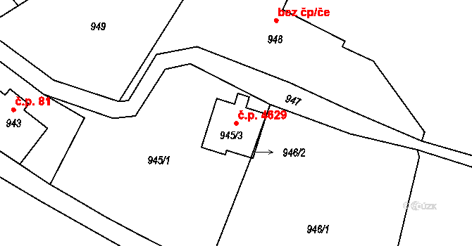 Proseč nad Nisou 4629, Jablonec nad Nisou na parcele st. 945/3 v KÚ Proseč nad Nisou, Katastrální mapa