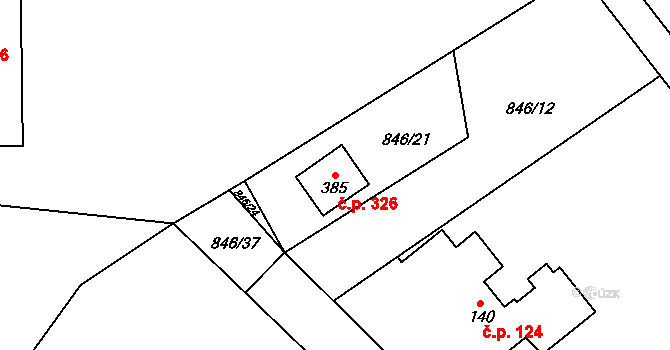 Dobratice 326 na parcele st. 385 v KÚ Dobratice, Katastrální mapa