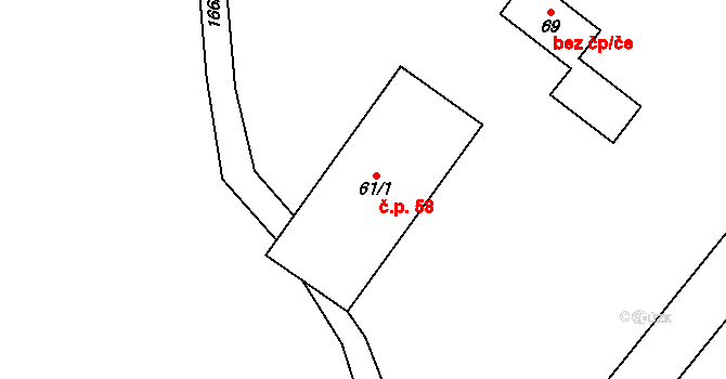 Pavlov u Herálce 58, Herálec na parcele st. 61/1 v KÚ Pavlov u Herálce, Katastrální mapa