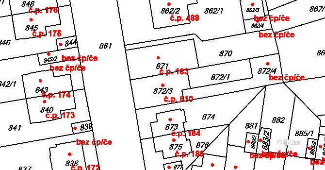 České Budějovice 4 610, České Budějovice na parcele st. 872/3 v KÚ České Budějovice 4, Katastrální mapa