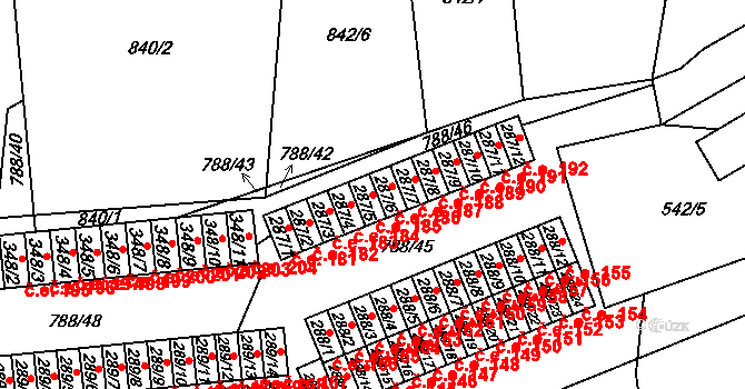 Janov 185, Litvínov na parcele st. 287/5 v KÚ Janov u Litvínova, Katastrální mapa