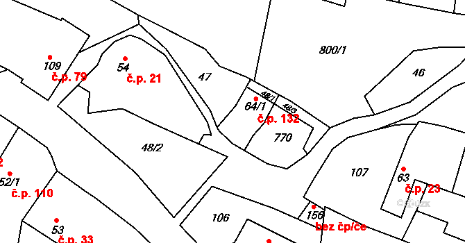 Valeč 132 na parcele st. 64/1 v KÚ Valeč u Hrotovic, Katastrální mapa