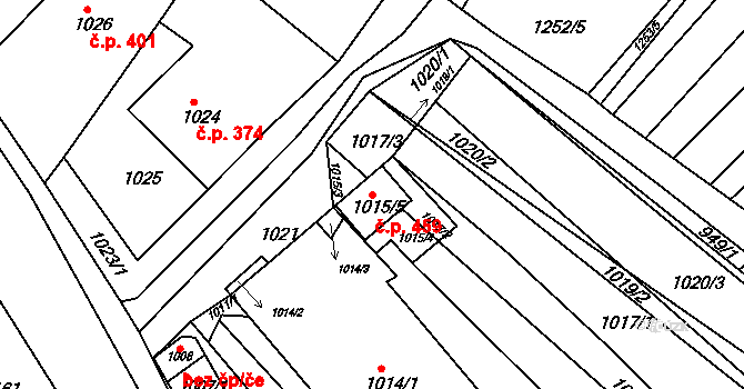 Nosislav 459 na parcele st. 1015/5 v KÚ Nosislav, Katastrální mapa