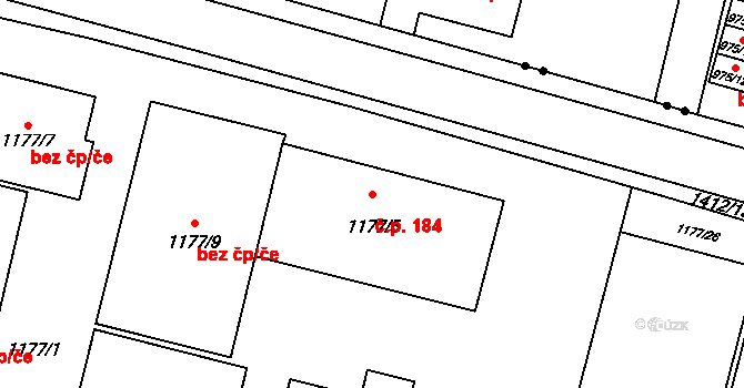Pudlov 184, Bohumín na parcele st. 1177/5 v KÚ Pudlov, Katastrální mapa