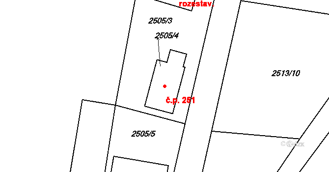 Nová Hůrka 251, Prášily na parcele st. 2505/4 v KÚ Hůrka u Železné Rudy, Katastrální mapa