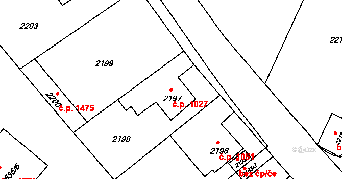 Předměstí 1027, Litoměřice na parcele st. 2197 v KÚ Litoměřice, Katastrální mapa
