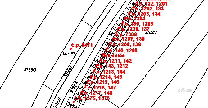 Zlín 140,1209 na parcele st. 5058/9 v KÚ Zlín, Katastrální mapa