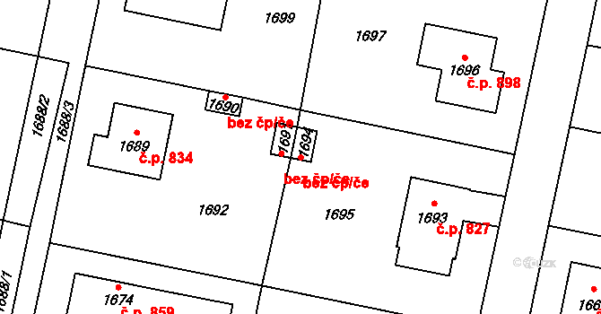 Řevnice 39612708 na parcele st. 1694 v KÚ Řevnice, Katastrální mapa