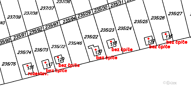 Velešín 40994708 na parcele st. 130 v KÚ Mojné-Skřidla, Katastrální mapa