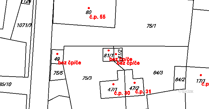 Čichalov 43117708 na parcele st. 81/1 v KÚ Čichalov, Katastrální mapa