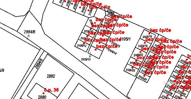 Orlová 43974708 na parcele st. 3105/13 v KÚ Poruba u Orlové, Katastrální mapa