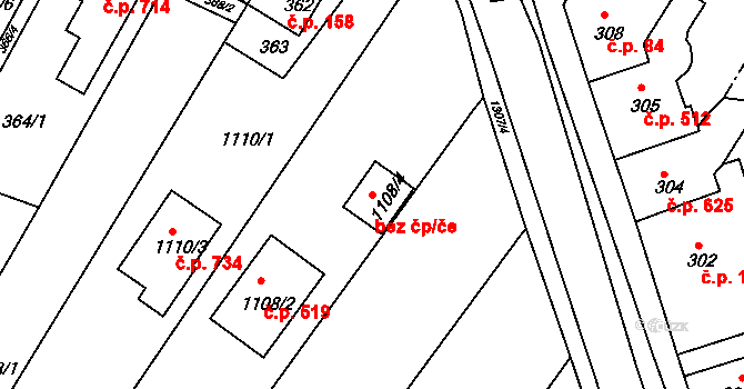 Brno 45594708 na parcele st. 1108/4 v KÚ Soběšice, Katastrální mapa